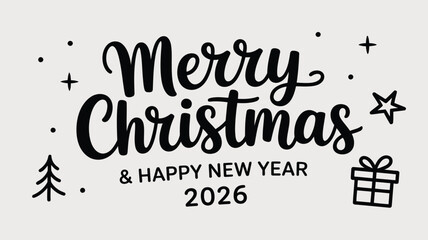 Merry Christmas and Happy New Year 2026 greeting card