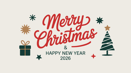 Merry Christmas and Happy New Year festive greeting card