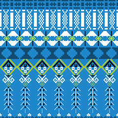 Pixel, Pastel Geometric Floral Tile Seamless Pattern for carpet, print, wrap, decorative, illustration, Fabric, Wallpaper, Ceramics. 