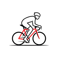 Obraz premium Cyclist riding a red bicycle in a dynamic racing position