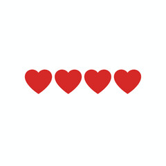 Red Hearts Array: A visual representation of love, passion, and affection, showcasing four vibrant red hearts lined up horizontally, conveying a sense of unity and shared emotions.