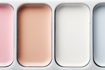 Makeup colors palette showing pastel hues for beauty and cosmetic trends. Color of the Year Concept