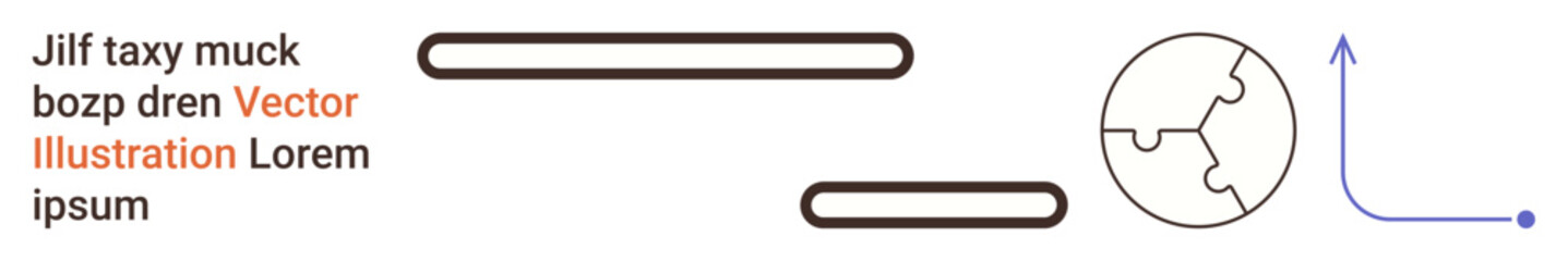 Problem solving, business strategy, teamwork, direction, progress, goal setting. Circular puzzle, linear elements and arrow on a clean layout. Problem solving and business strategy