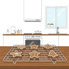 Gingerbread cookies baking in the kitchen.