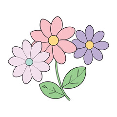 Fototapeta premium Delicate pastel-colored flowers bloom gently, blending soft pinks, blues, and lavenders, creating a serene, dreamy, and soothing floral scene full of charm. 