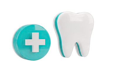 Dental Health Concept: Tooth and Medical Cross Symbol on White