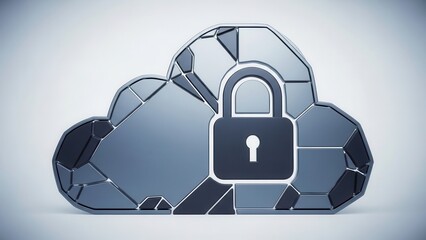 A stylized cloud icon featuring a prominent padlock symbolizes robust digital data security and privacy in modern cloud computing environments.
