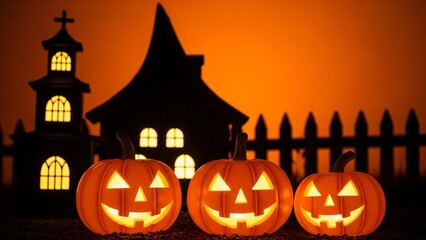 Happy Halloween Pumpkins and Spooky House