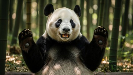 Obraz premium Panda Bear Showing Hands