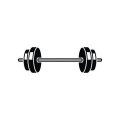 Black and white dumbbell icon on