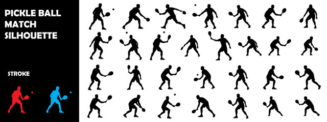 Pickleball Match Silhouette Vector – Paddle Sport Action