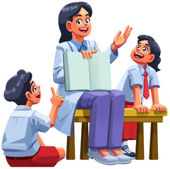 Doctor Teaching Health Education to Students Illustration