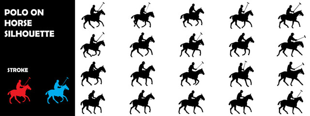 Polo Player on Horse Silhouette Vector &ndash; Equestrian Sport Action