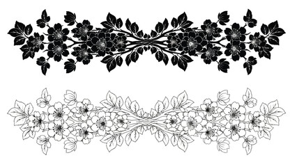 Elegant floral design featuring black and white botanical illustrations