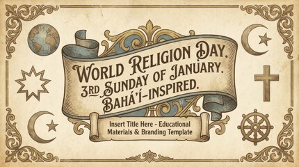 vintage world religion day bahai-inspired 3rd sunday background set for themed visual design projects ideal for branding campaigns and educational materials