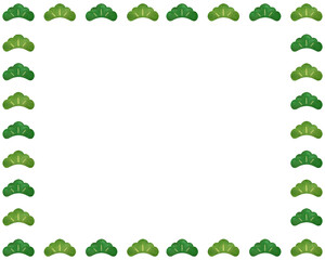 松 フレーム 水彩手描きイラスト 正月 年賀状 ポスター 飾り枠