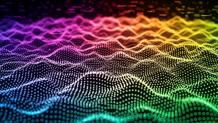 Abstract fractal background with space featuring a digital neon light pattern and motion texture for a futuristic technology wallpaper design concept