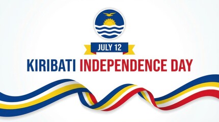 kiribati independence day background with round emblem of the national flag on white space bold typography with the text clean modern design copy space