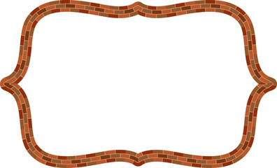 Rectangle Frame brick brickwork brown border picture frame vintage retro antique handcraft framework architecture decorative element isolated background 