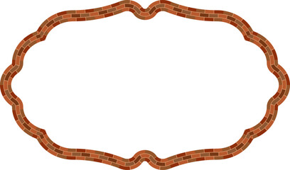 Rectangle Frame brick brickwork brown border picture frame vintage retro antique handcraft framework architecture decorative element isolated background 