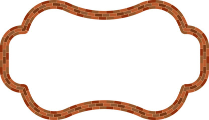 Rectangle Frame brick brickwork brown border picture frame vintage retro antique handcraft framework architecture decorative element isolated background 