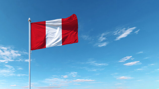 Celebrating independence with the flag of Peru against a clear blue sky - Powered by Adobe