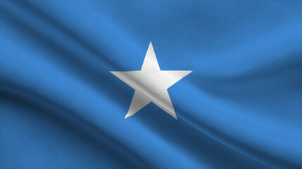 Sovereignty symbolized in the blue and white flag of Somalia waving gently in the breeze