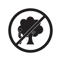 flat icon vector of no urination sign under a tree