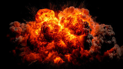 黒背景に広がる激しい爆発と炎のエフェクト