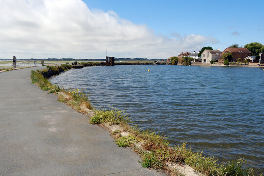 Coastal Pathway and Mill Pond in the Seaside Village of Emsworth, Hampshire