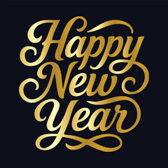 Elegant Golden Happy New Year Lettering