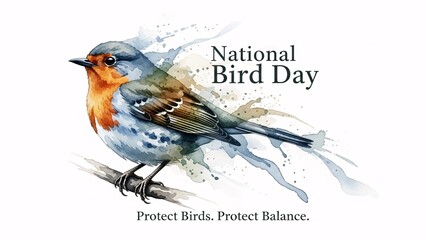 National bird day celebration with colorful robin illustration
