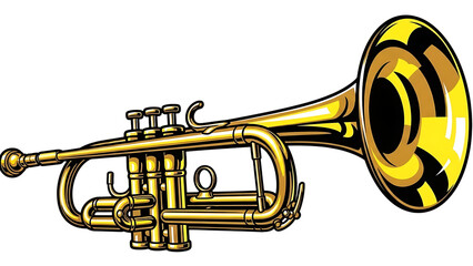 Obraz premium Golden brass trumpet vector illustration capturing the essence of classical and jazz music