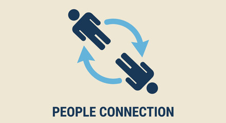 People Connection: Visual representation of human connection using symbolic figures, showcasing concepts like communication, collaboration, and exchange within a modern, minimalist design.