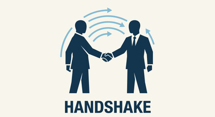 Handshake Agreement: Two figures in business attire, their hands clasped in a firm handshake, symbolizing a successful agreement and collaboration.