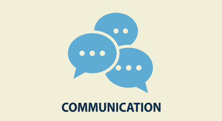 Communication Icon: A clean and simple graphic features three interconnected speech bubbles, symbolizing dialogue and conversation,  representing communication concept. 