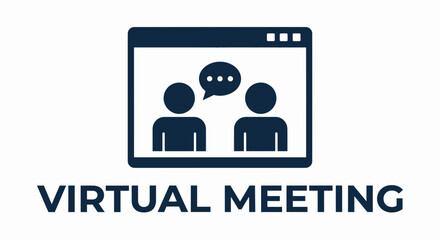 Virtual Meeting Icon: A modern graphic depicts a virtual meeting interface, showing two people engaged in a conversation, symbolizing collaboration and communication.