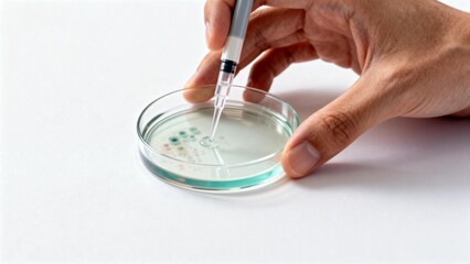 Hand using pipette in petri dish