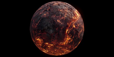Fiery Planet: A dramatic visual of a planet engulfed in flames and molten textures, it is a testament to the raw forces of the universe.