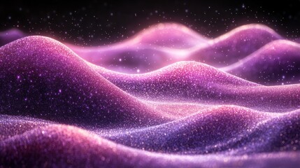 Obraz premium Abstract digital landscape of shimmering pink and purple hills