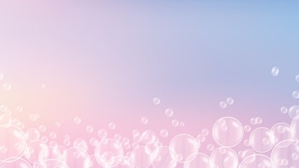 Delicate gradient pink violet blue sky with white translucent bubble circles floating clean minimal aesthetic backdrop vector illustration for spa product