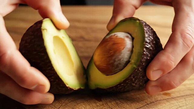Preparing Avocado - Slicing and Halving for Culinary Use.