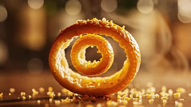 Artistic Food Photography - A Spiral Pastry Delight with Golden Sprinkles.