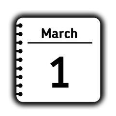 March 1st calendar new year day reminder icon note pad diary symbol