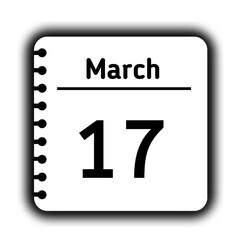March 17st calendar new year day reminder icon note pad diary symbol
