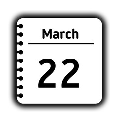 March 22st calendar new year day reminder icon note pad diary symbol