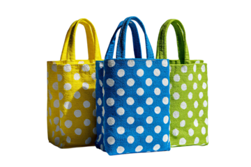 Colorful polka dot tote bags