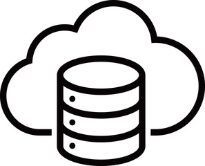 円盤型のサーバーとクラウドサービスのアイコン