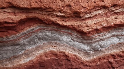 Fototapeta premium Surreal Abstract Macro Texture of Layered Red Rock Formations with Flowing Blue River in Grand Canyon Style Landscape