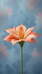 Bright red poinsettia flower with detailed petals and green leaves isolated on grey background